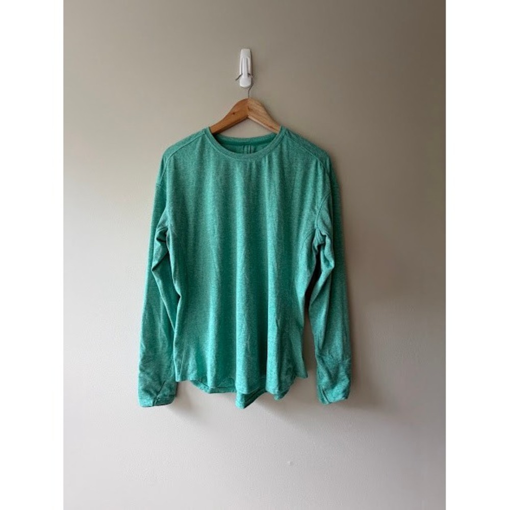 Active Avia Long Sleeve Women L Green Heathered Thumbhole Performance Top - Picture 3 of 5
